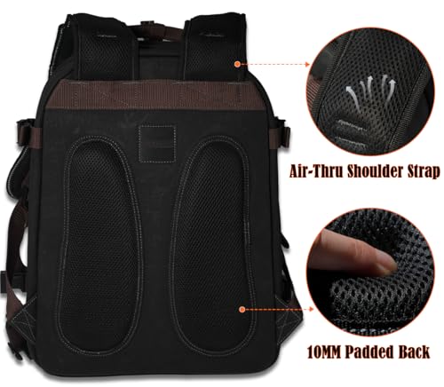 Black Wax-Canvas 90-Pockets Electrician Backpack O612