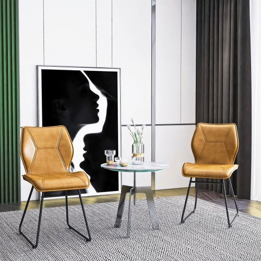 Brown PU Cushion Seat Back Side Chair, Set of 2 B112069