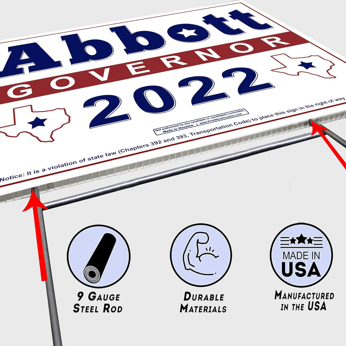 Yard Sign with Metal Wire H-Stake Stand and Bumper Sticker H7886