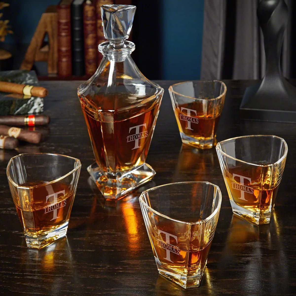 Engraved Whiskey Decanter Set F34395