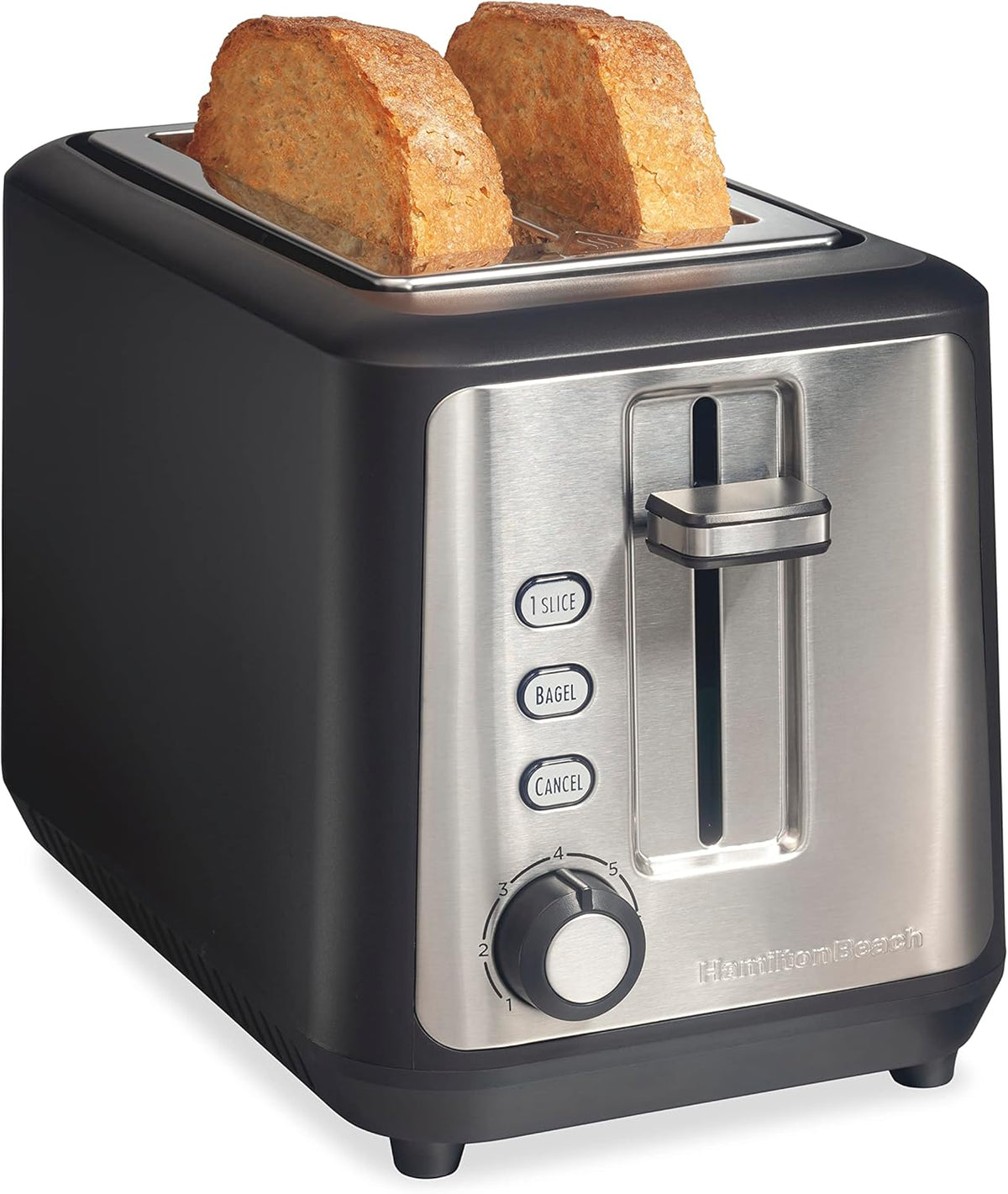 2 Slice Slot Toaster with Extra Long & Wide Slots, Matte Black and Stainless Steel P845