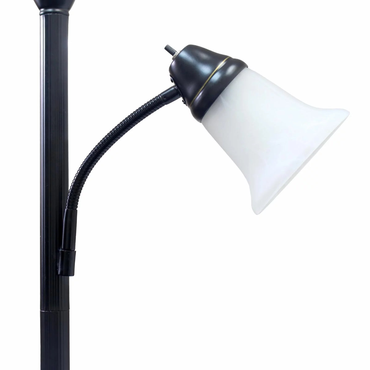 2 Light Floor Lamp with White Marble Glass, Restoration Bronze H562