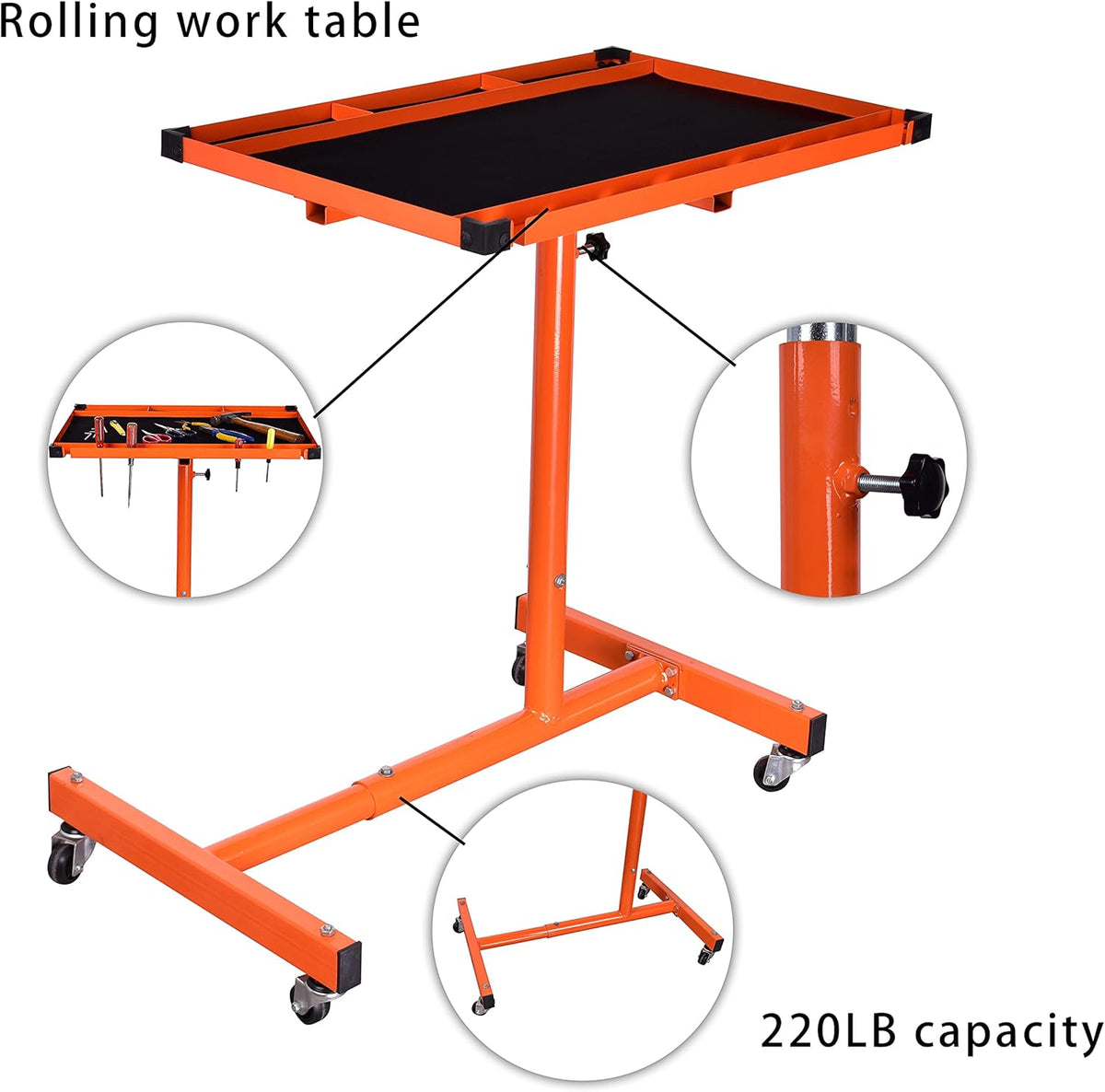 Orange Rolling Tool Tray With Drawer Work Table V833181