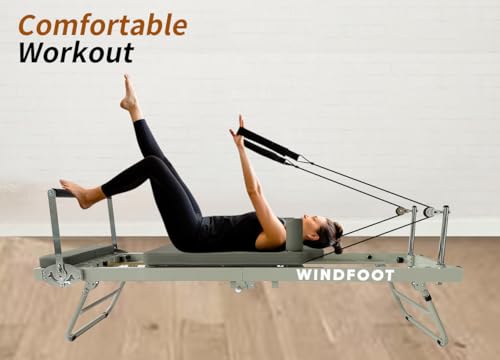 Foldable Pilates Reformer Machine with Springs & Cords X57420
