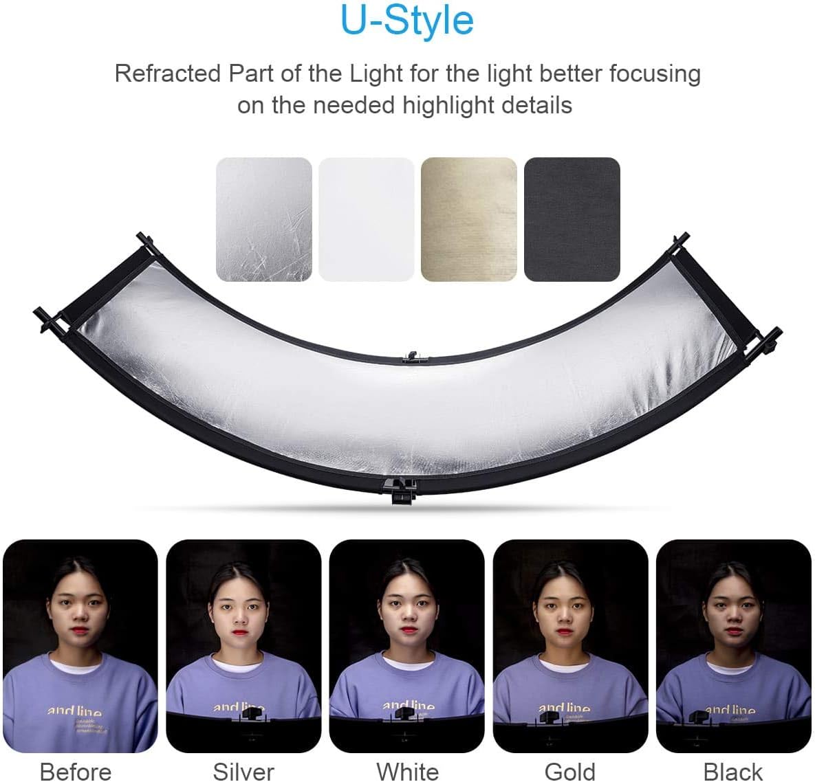 Black/White/Gold/Silver Pack of 2 Clamshell Light Reflector P303