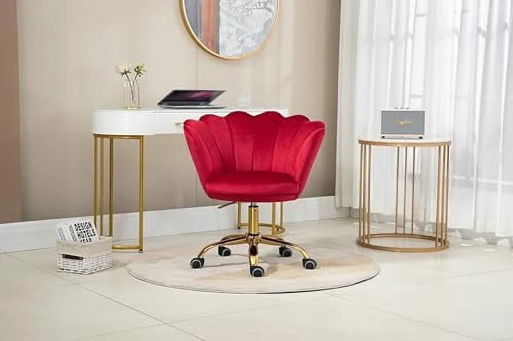 Velvet Upholstered Adjustable Swivel Task Chair with Wheels D682