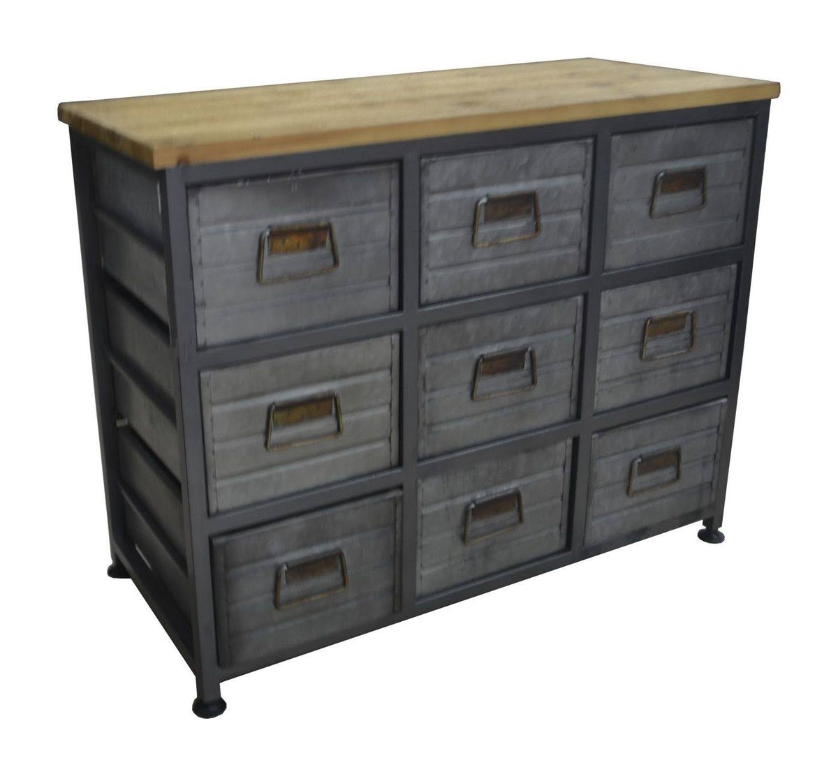 Gray and Brown Accent Cabinet with Solid Wood Top R883583