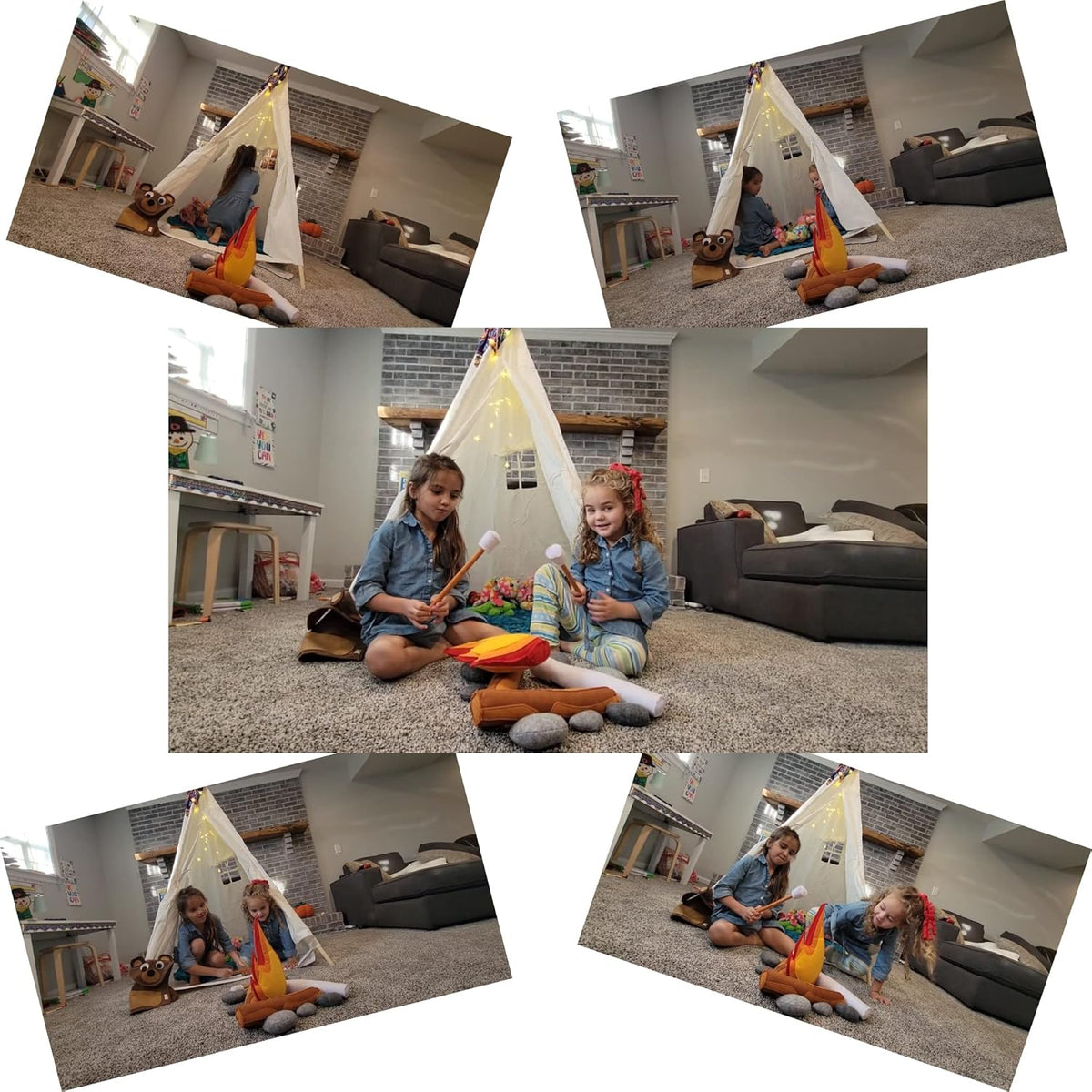 6 Feet Kids Teepee Play Tent with Carrying Bag I890778