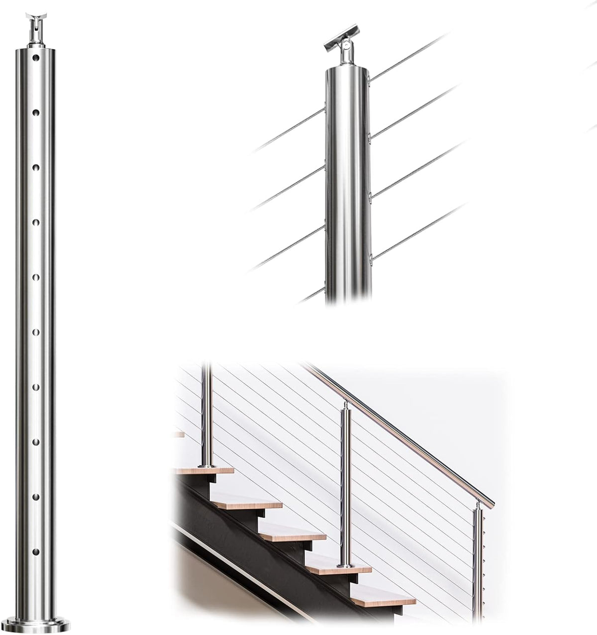 36”x2.36” Stainless Steel Brushed Finishing Pre-drilled Posts D130562