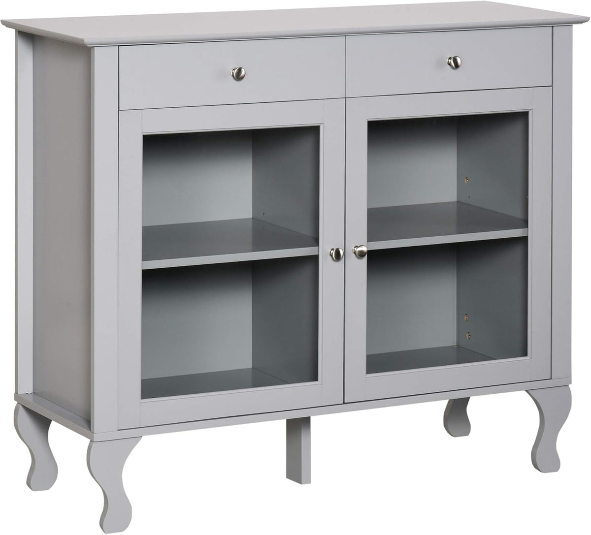 Retro Kitchen Sideboard Storage Cabinet with Glass Doors and Drawers F573