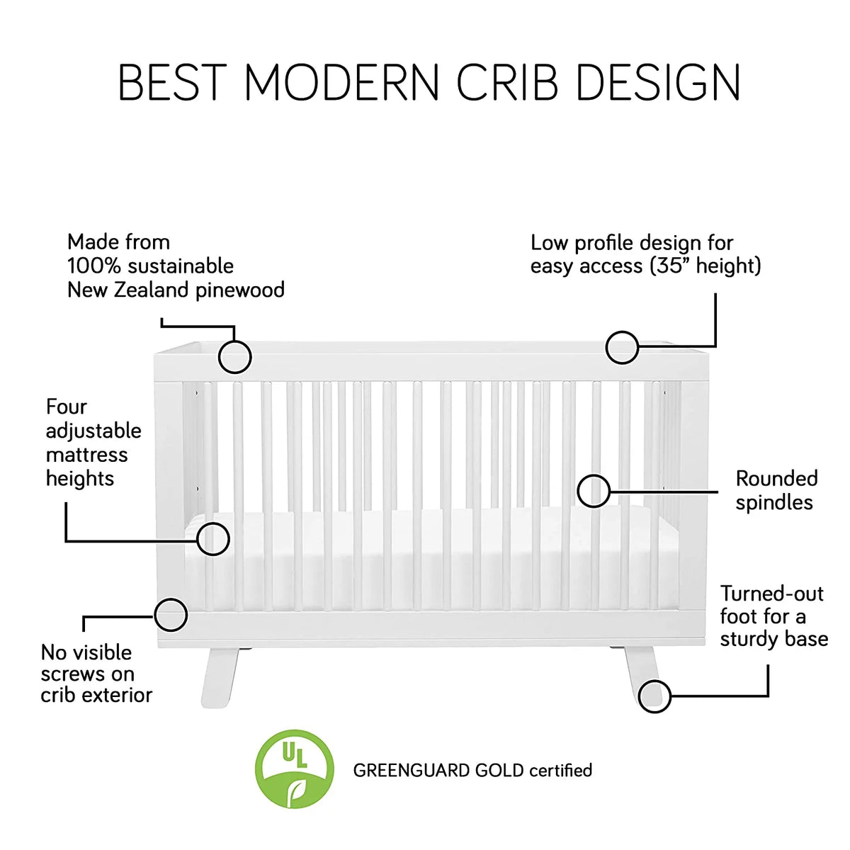 Black 3-in-1 Convertible Crib with Toddler Bed Conversion Kit G360416
