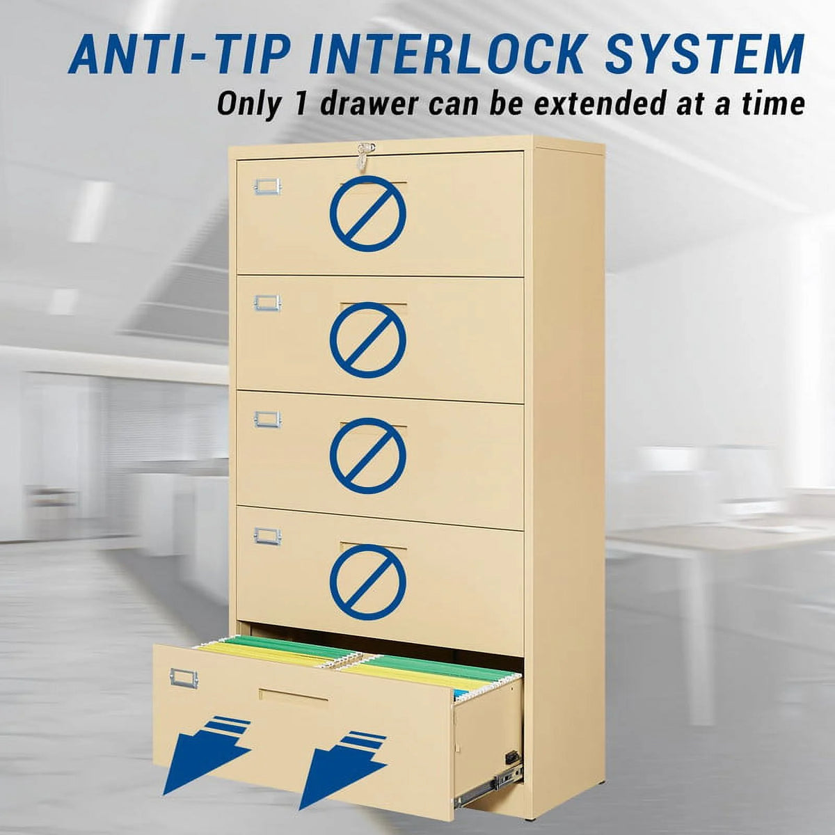 5 Drawer Metal Lateral File Cabinet with Lock N778860