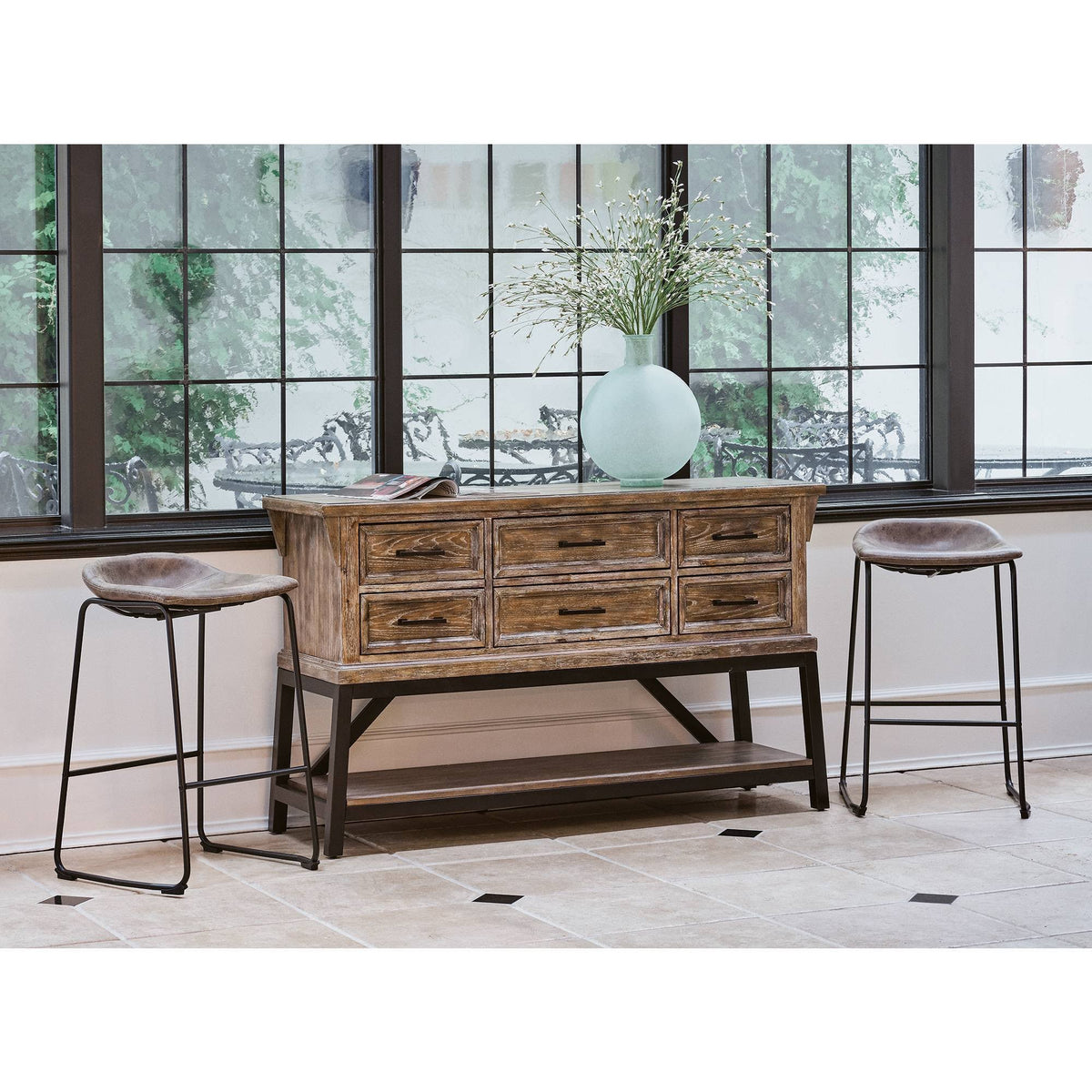 Brown Metal Bar Stool Set W79414