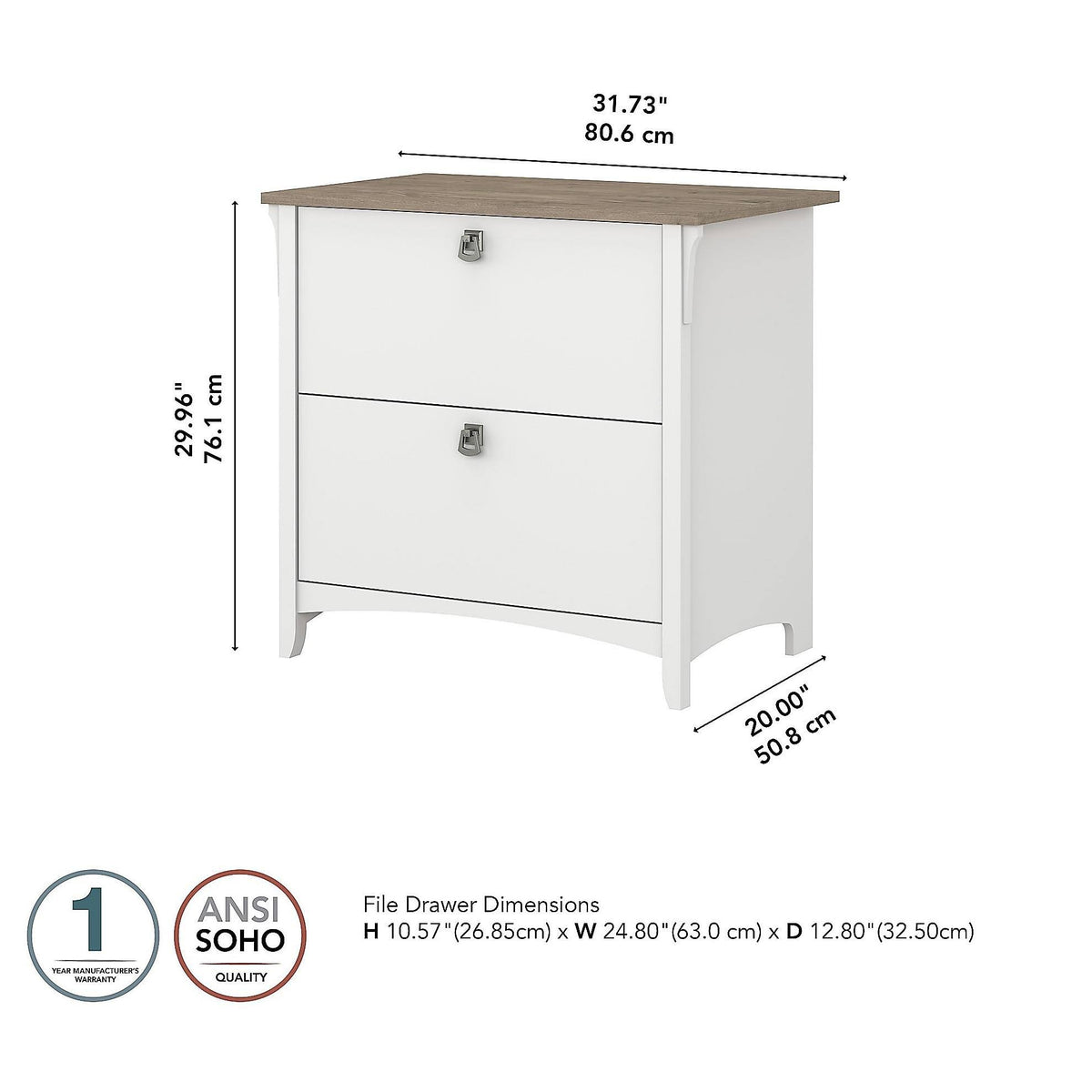 White 2 Drawer Lateral File Cabinet K3807