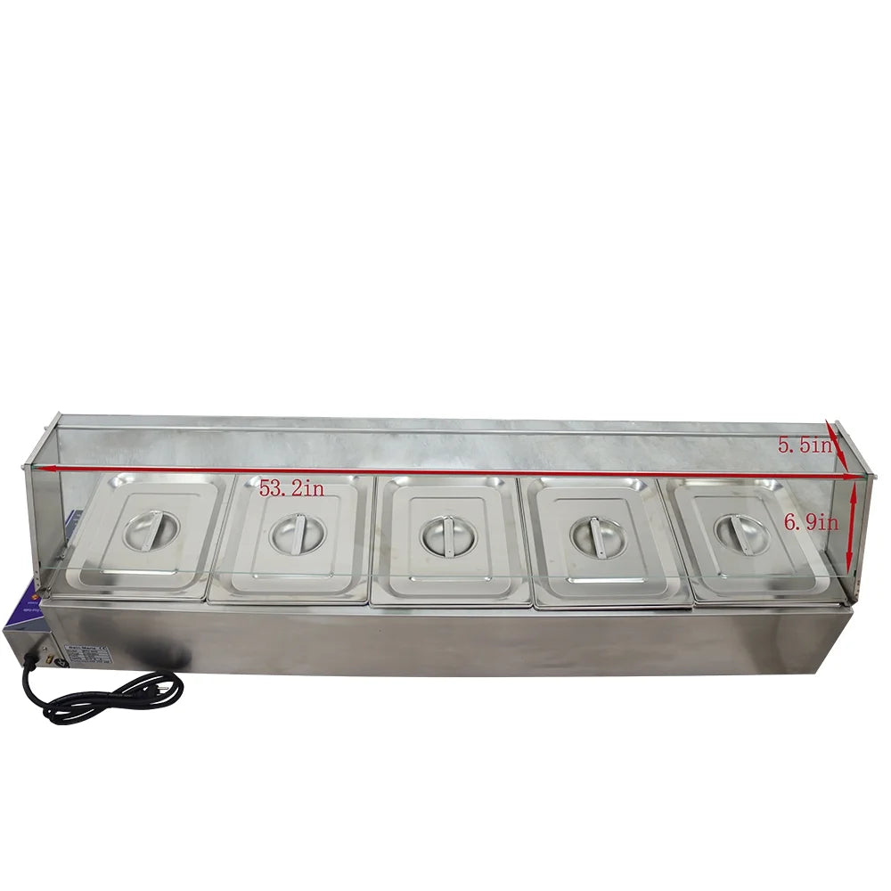Commercial Canteen Electric Food Warmer 5 Pots Plus Deep P332984