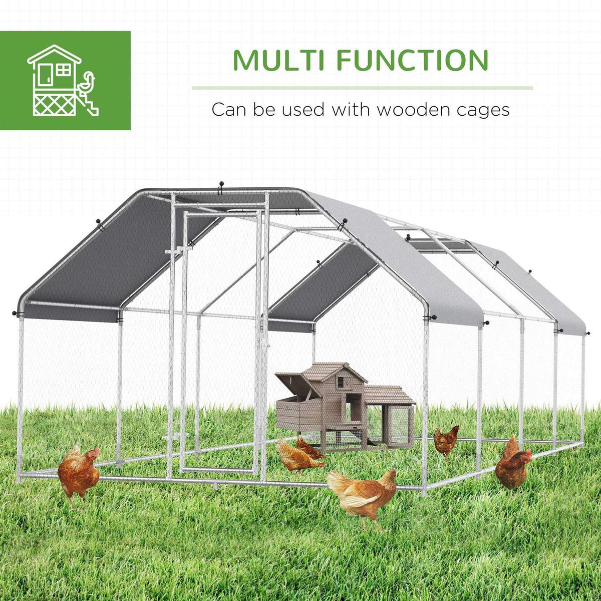 Galvanized Metal Chicken Coop with Cover J18775