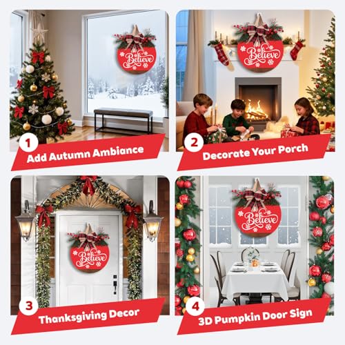 12 Inch Christmas Door Sign with Bow U11889