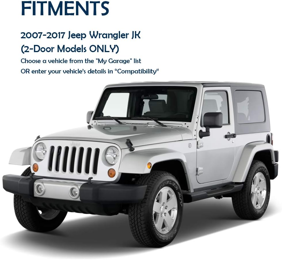 Matte Black 2pcs Side Steps for Jeep Wrangler JK 2-Door D530404