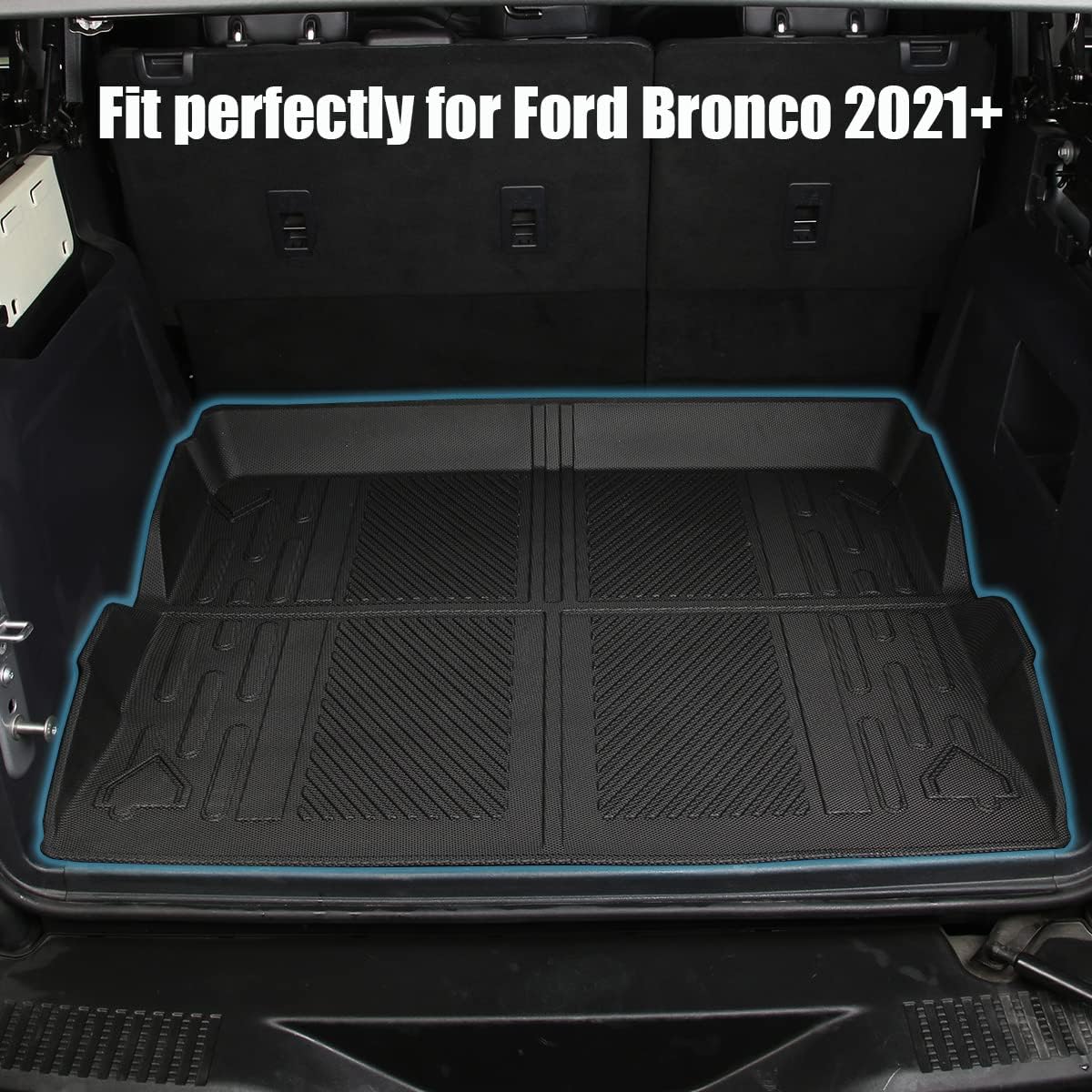 Cargo Liner Trunk Floor Mat for Ford Bronco 2021 2022 All Weather Waterproof TPE Pack of 2 O3497