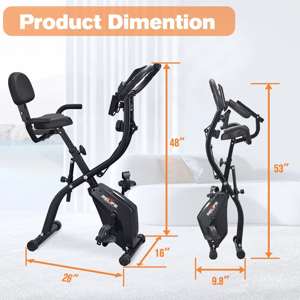 Folding Exercise Bikes with Arm Resistance Band L3189