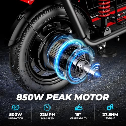 Electric Scooter with Seat, 14" Tire, 500W Motor, 25 Mile Range, 22MPH I52206