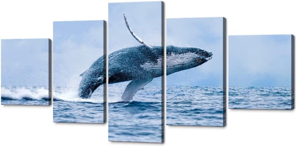 Blue Clear Ocean Seascape Canvas Wall Art with Frame 50''Wx24''H F794995