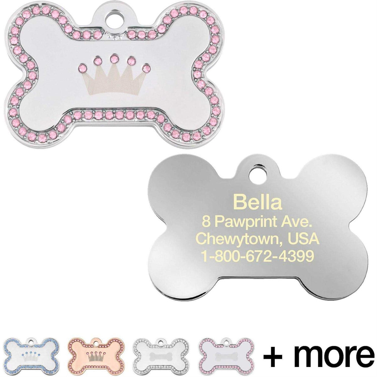 Dog Tag with Crown and Crystals P21711