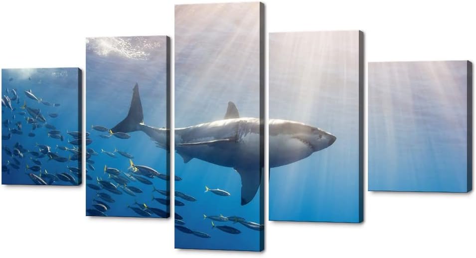 Blue Clear Ocean Seascape Canvas Wall Art with Frame 50''Wx24''H F794995