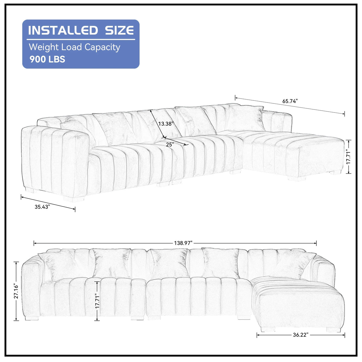 L-Shape Sectional Sofa with Right Chaise L770616