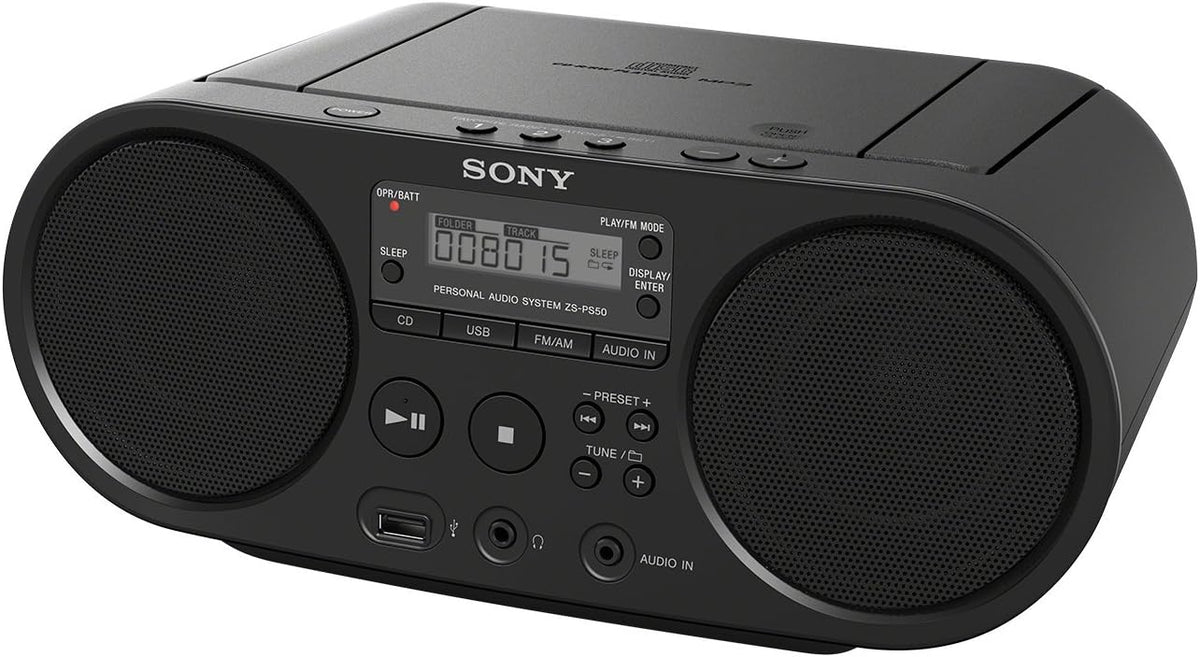 Black Portable CD Boombox with AM/FM Radio W9121