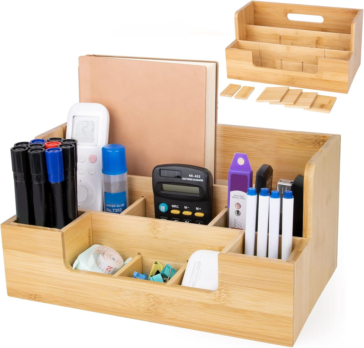 Bamboo Desk Organizer Set with 9 Dividers R84632