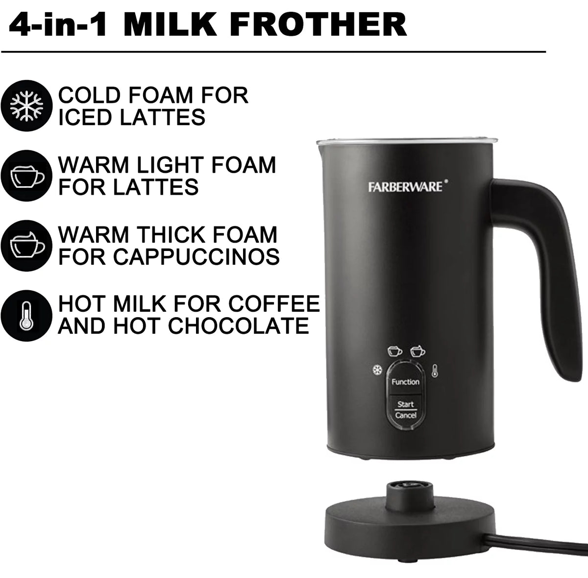 10 oz Electric Milk Frother Black D93581