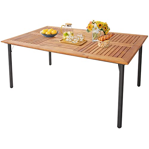 Acacia Wood Dining Table for 6 Persons with Metal Legs J81311