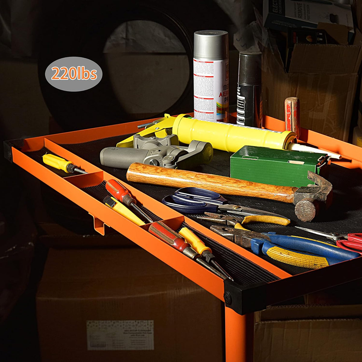 Orange Rolling Tool Tray With Drawer Work Table V833181