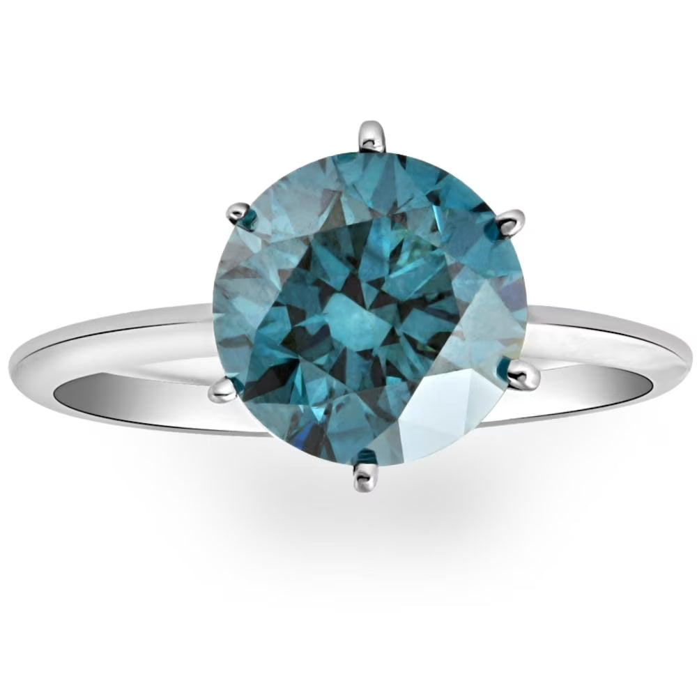Lab Grown Blue Diamond Solitaire Engagement Ring in 14k White Gold H629318