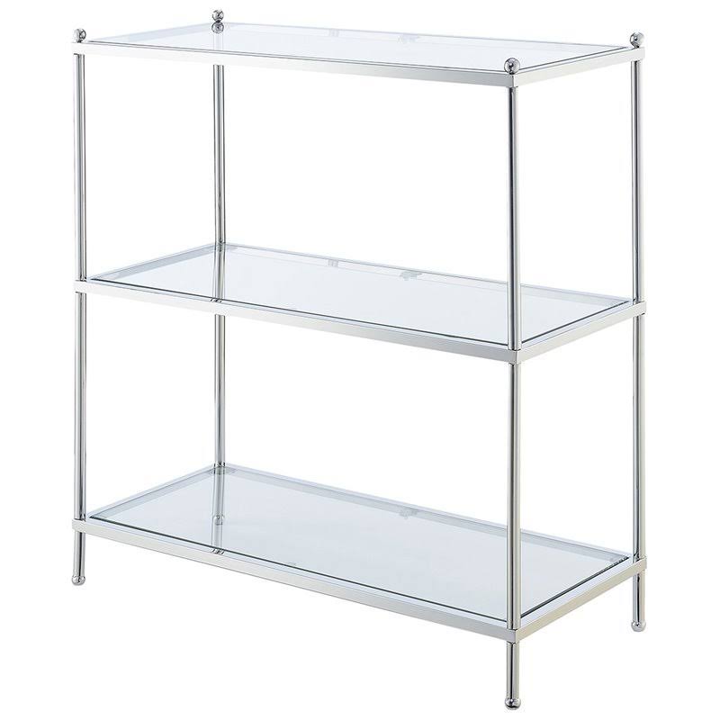 Three-Tier Bookcase in Clear Glass and Chrome G575441