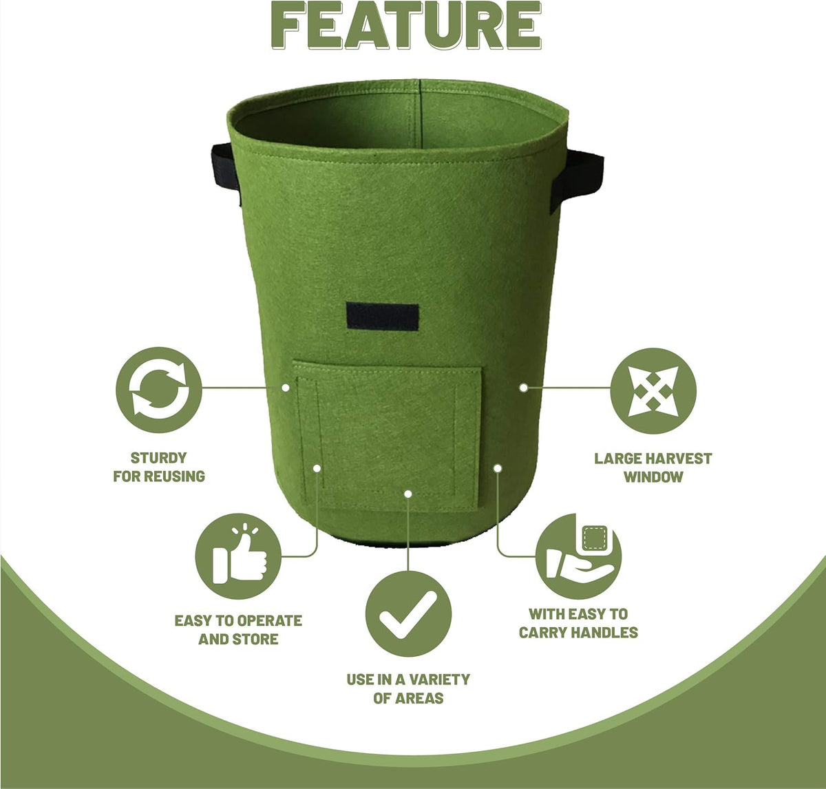 10 Gallon Heavy Duty Non Woven Fabric Planter Bags with Handles S153