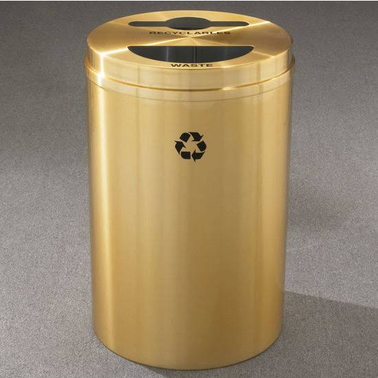 33 Gallon Recycling Receptacle with Satin Brass Top F49776