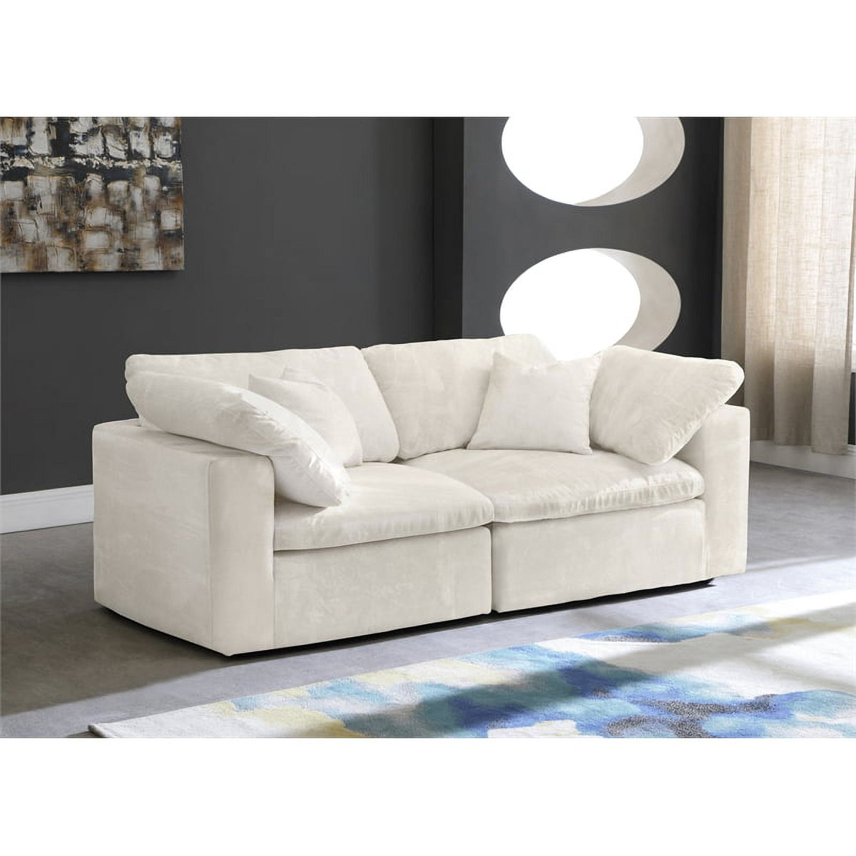 Cream Velvet Modular 2 Piece Loveseat I72949