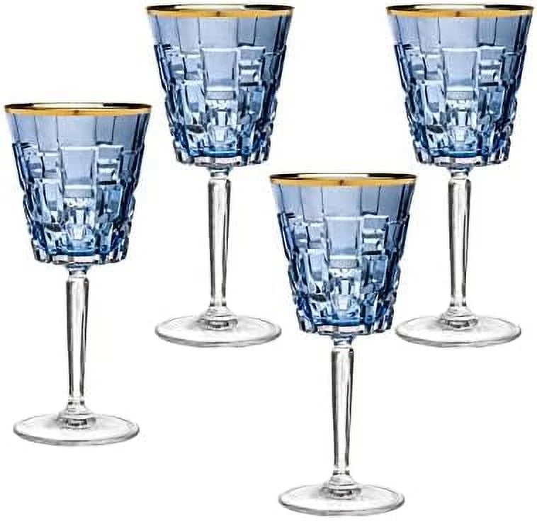 Blue Set Of 4 Wine Glasses O942