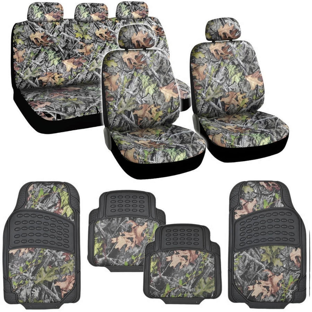 Camouflage Seat Covers and Floor Mats Heavy Duty Rubber Trimmable B22046