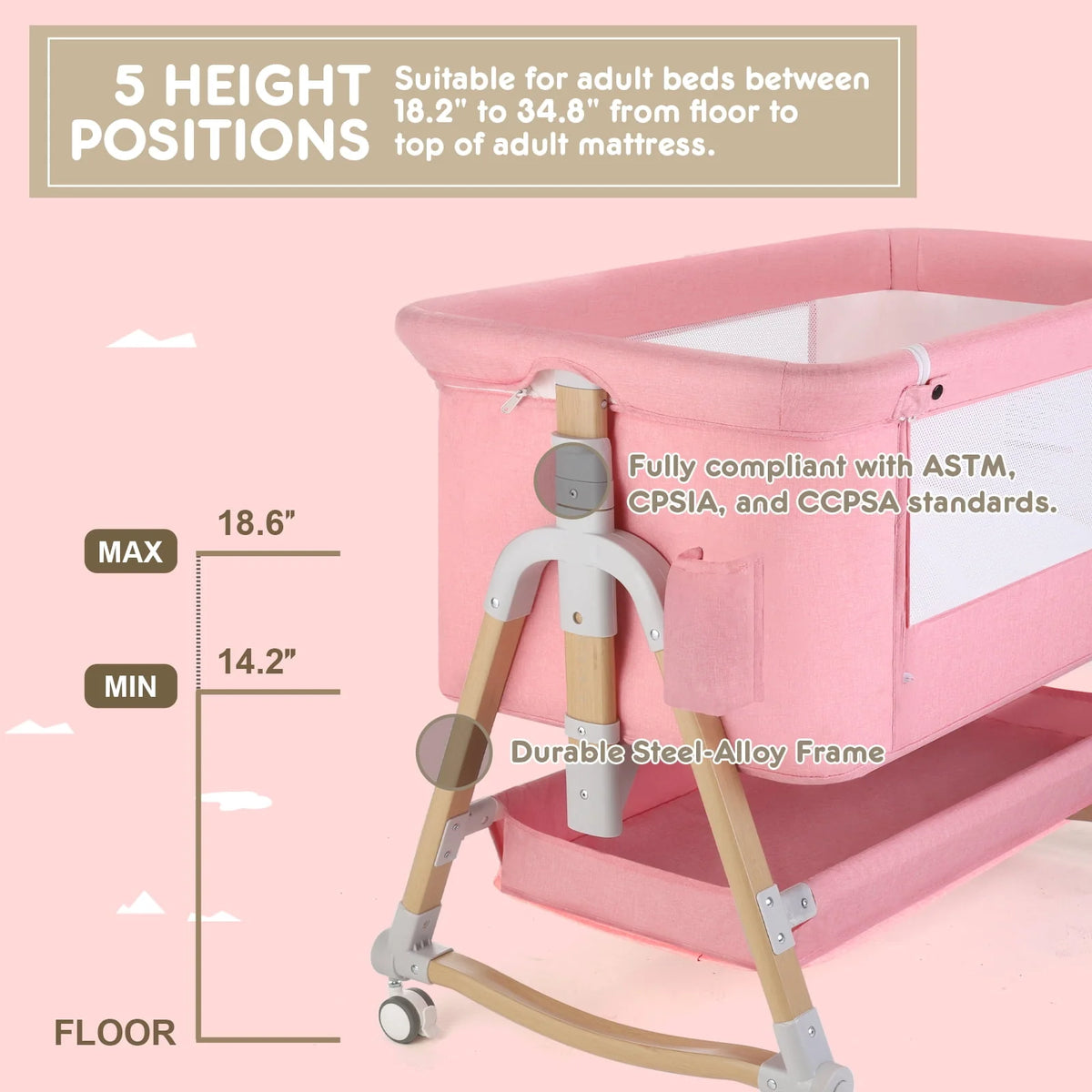 4 in 1 Height Adjustable Baby Bassinet F925373