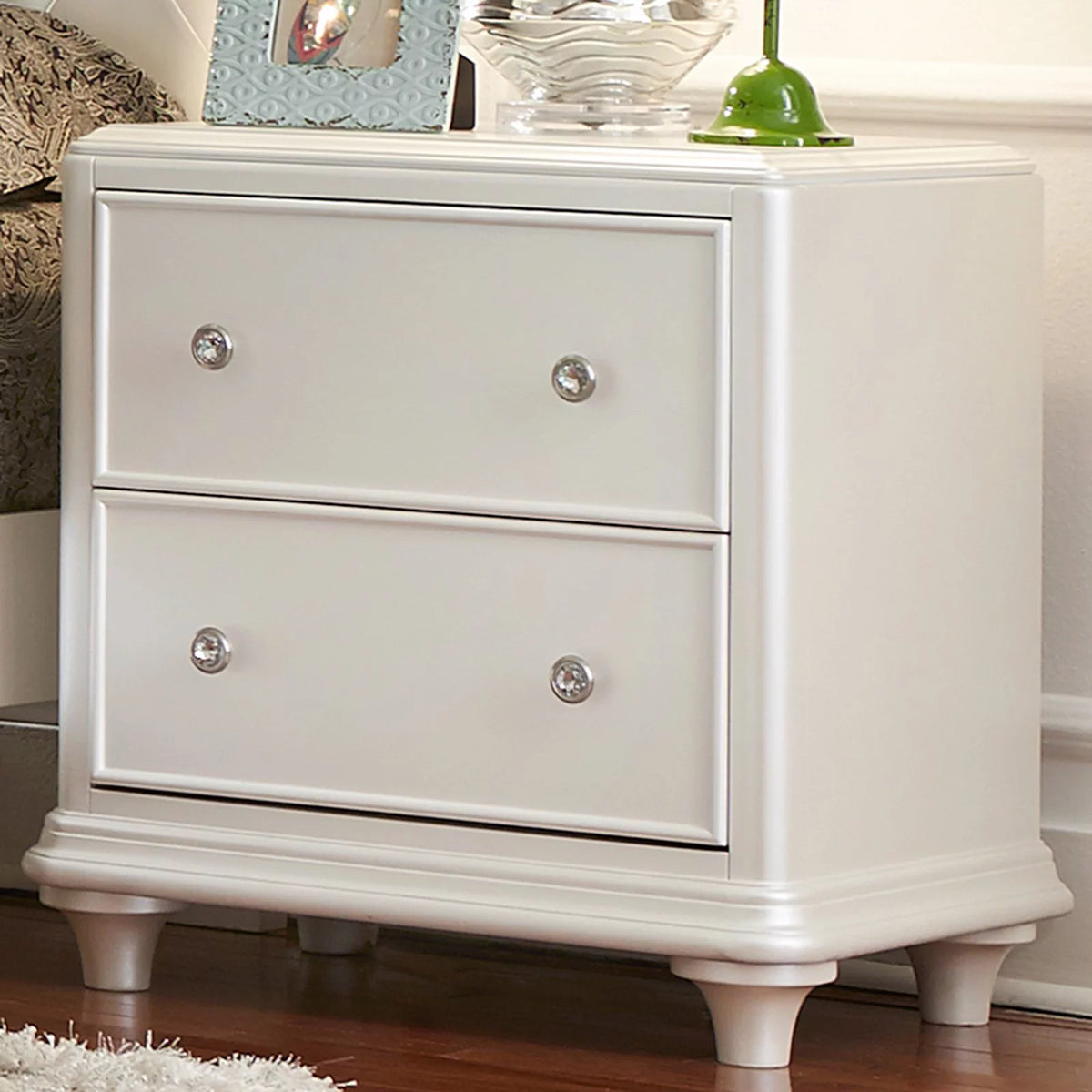 White 2 Drawer Night Stand L560