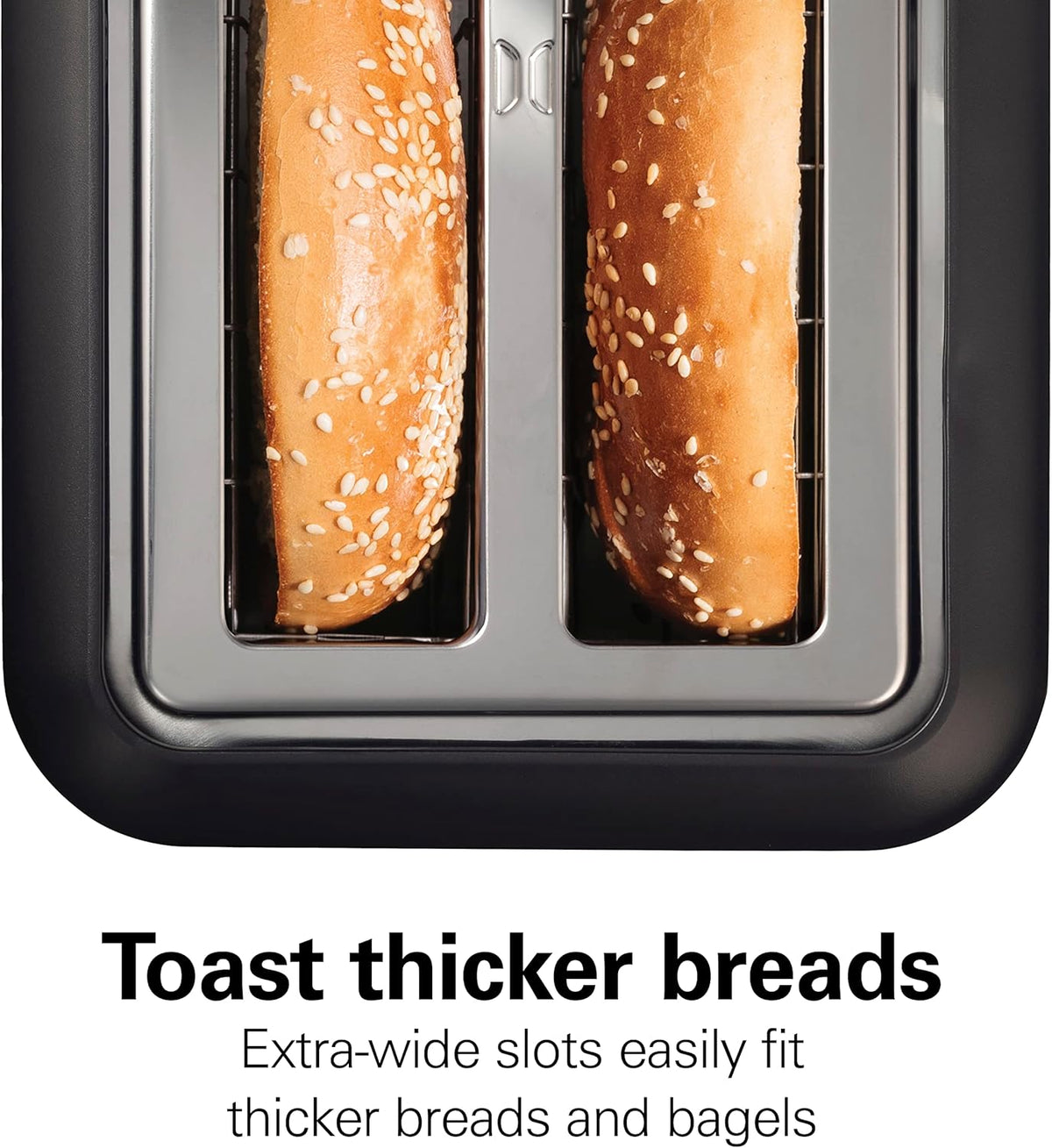 2 Slice Slot Toaster with Extra Long & Wide Slots, Matte Black and Stainless Steel P845