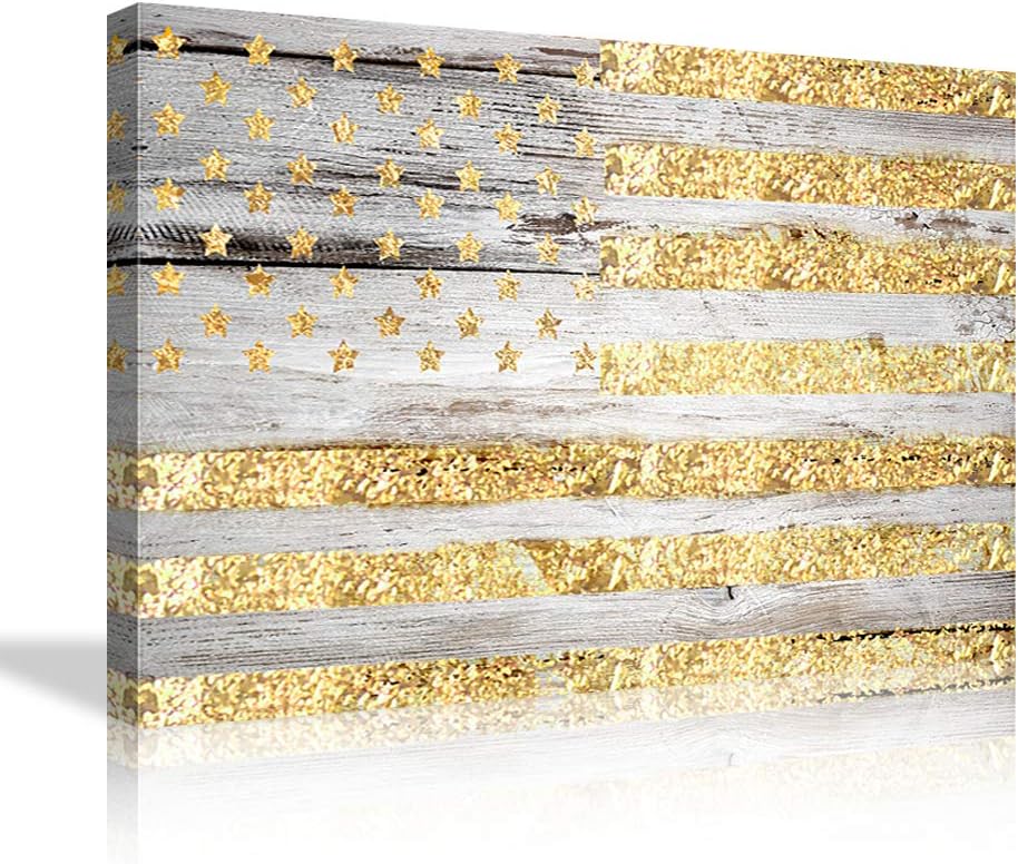 Large American Flag Framed Canvas Wall Art E30933