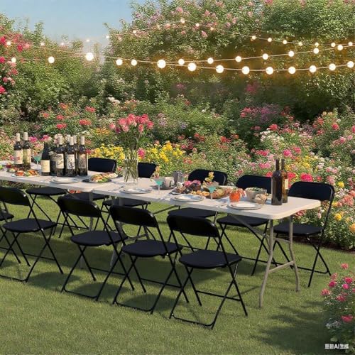 White Plastic Folding Chairs, 10 Pack Stackable Steel Frame Y67875