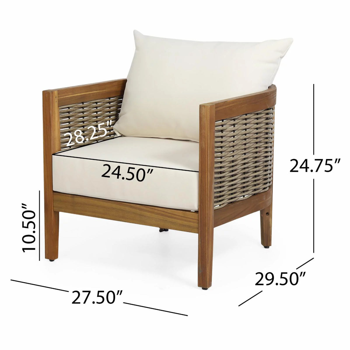 Acacia Wood Club Chairs with Cushions Set of 2 N8381
