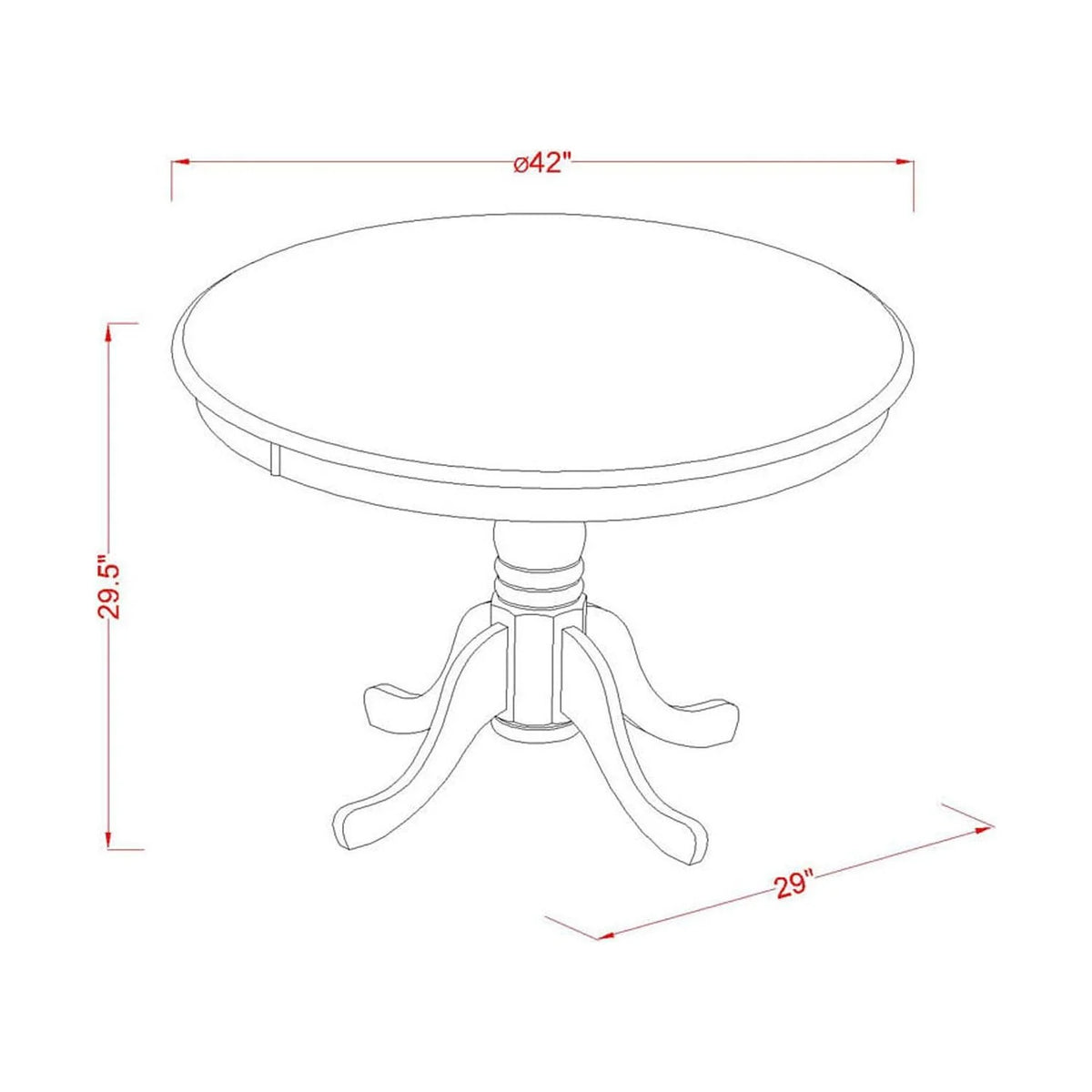 5-Piece Kitchen Table Set with 4 Chairs Mahogany Finish E12623
