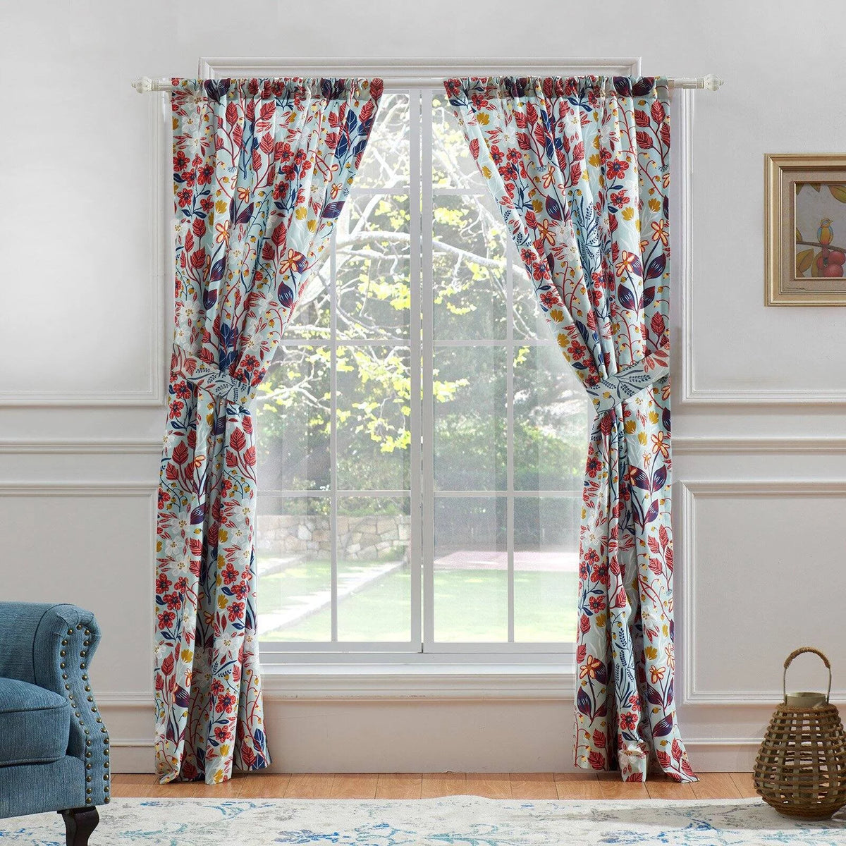 Multicolor Window Panel and Tie Backs with 3" Rod Pocket W280015
