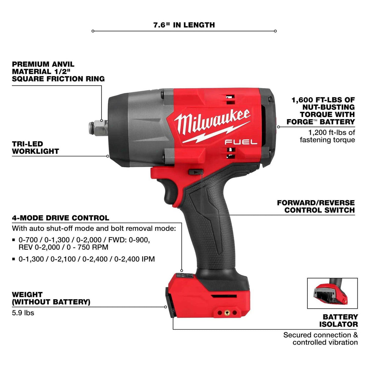 M18 FUEL 1/2 High Torque Impact Wrench with Friction Ring S8917